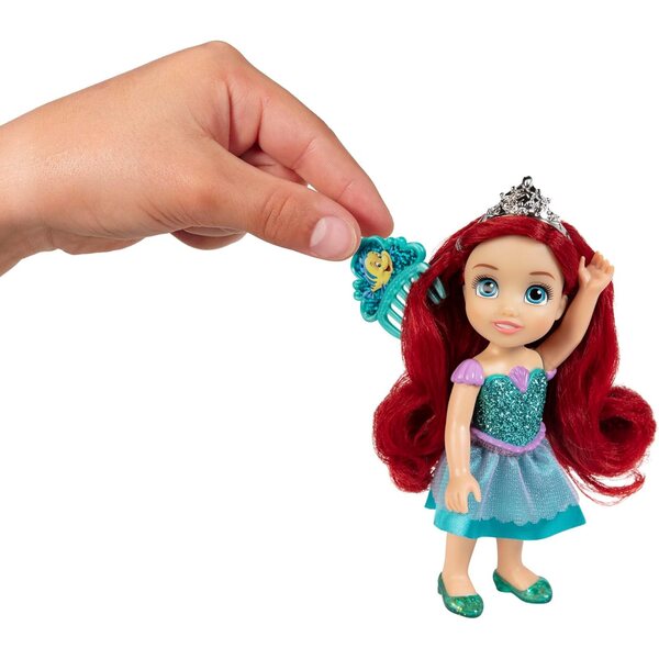 15 cm große Disney-Prinzessin-Puppe mit Kamm – Glitzer und bunte Details