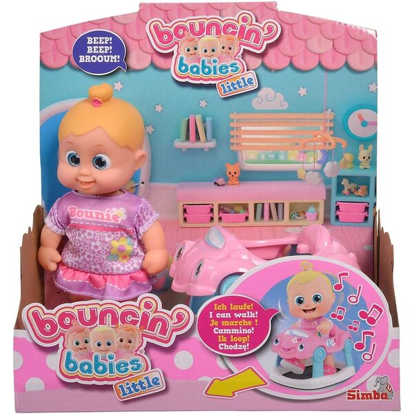 Simba Bouncin Babies Little Bonny mit Lauflernhilfe, 16 cm, interaktives Spiel für Kinder