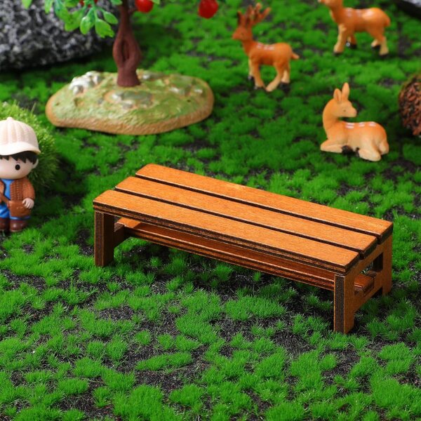 WOONEKY Miniatur-Holzbank 2 Stück für Puppenhaus 11,8 x 4,3 x 3 cm