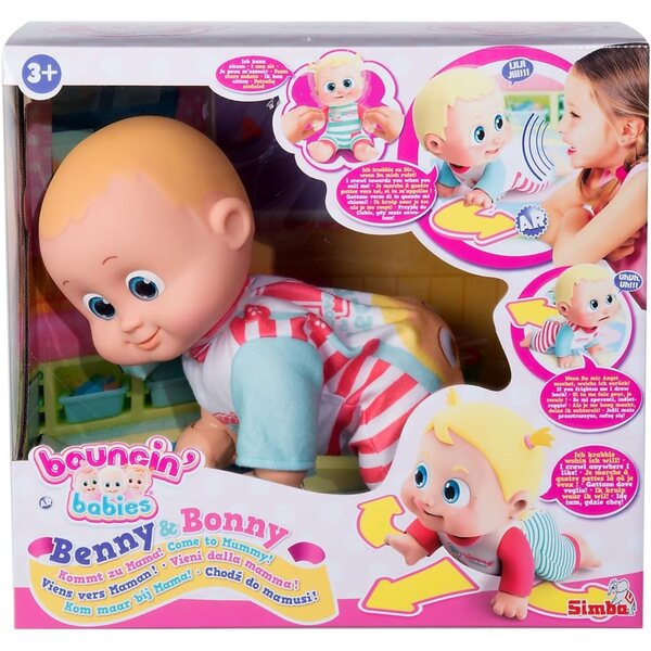 Simba Bouncin Babies Benny – Interaktive Puppe, die auf Geräusche und AR-App reagiert