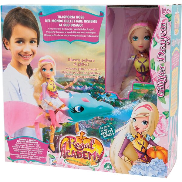 Giochi Preziosi Regal Academy Dragon Glitter mit Rosenpuppe und beweglichen Flügeln