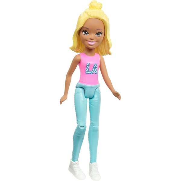 Barbie On the Go 10 cm große Minipuppe mit rosa T-Shirt und beweglichem Kopf