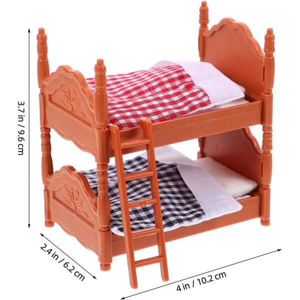 Beaupretty Mini Letto a Castello per Casa delle Bambole, Materiale Resistente e Realistico