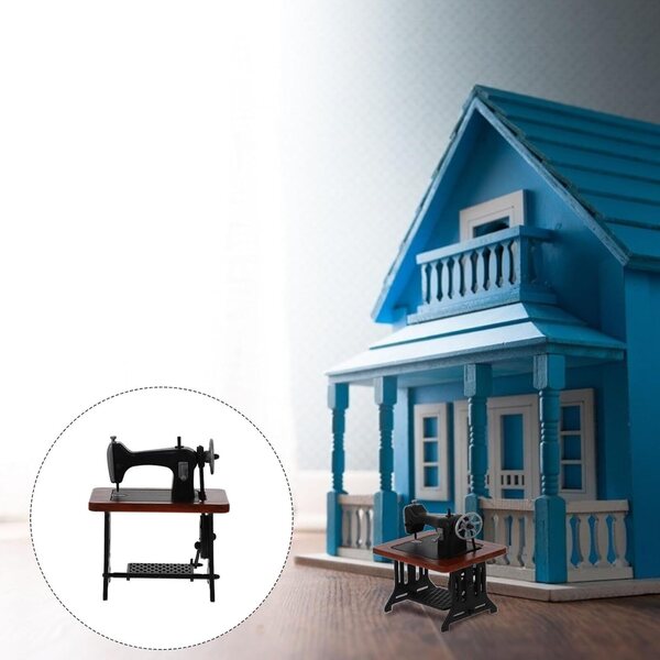 KOMBIUDA Mini Macchina da Cucire Rossa in Miniatura per Casa delle Bambole e Decorazioni