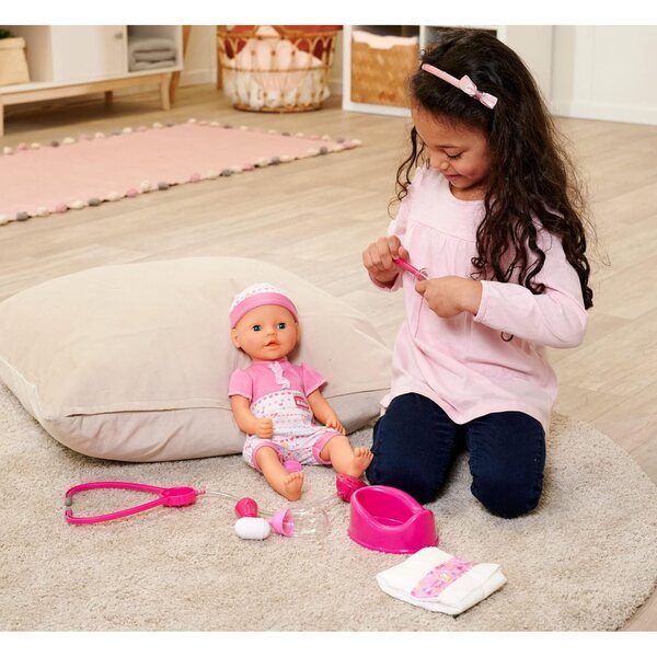 Simba New Born Baby 38 cm Puppen mit Trink- und Pinkelfunktion und Sound Doctor Zubehör