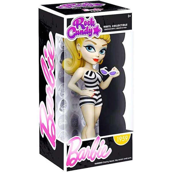 Funko Rock Candy Barbie 1959 5" Vinyl mit schwenkbarem Kopf und Sockel im Lieferumfang enthalten
