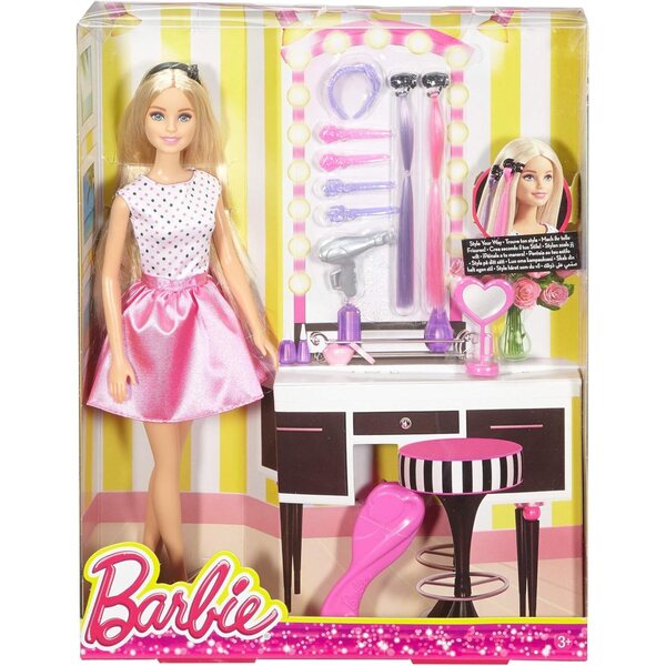 Barbie mit Haarschmuck: Modepuppe mit Extensions und Glamour-Styling
