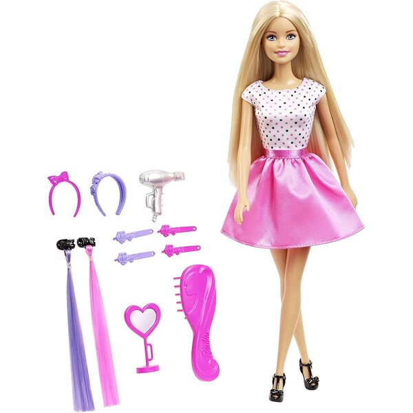 Barbie mit Haarschmuck: Modepuppe mit Extensions und Glamour-Styling