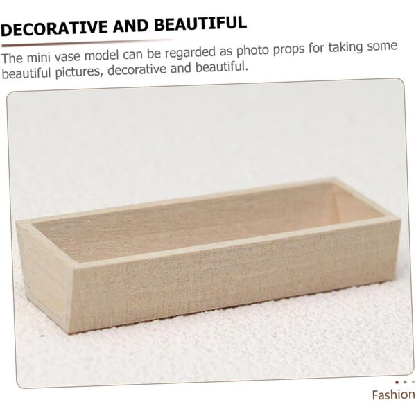 GARVALON Vaso in Miniatura in Legno Beige per Decorazioni Mini Casa 8,8x2,9x1,5 cm