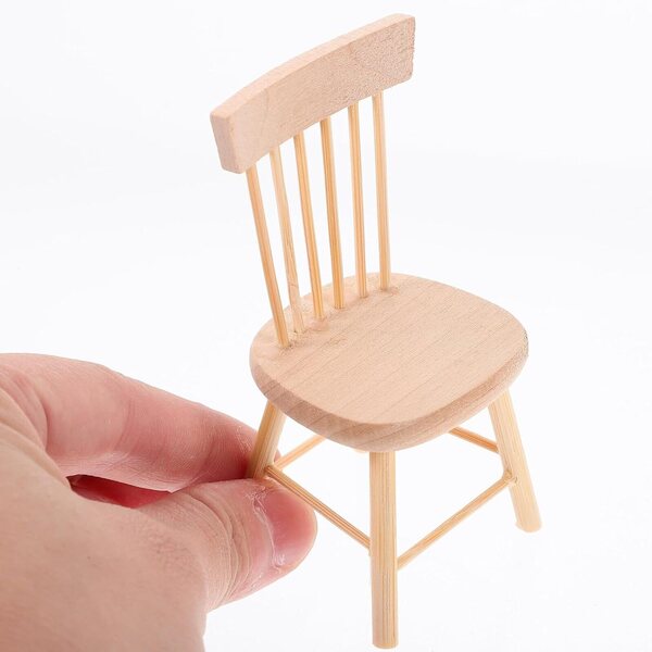 Set Mobili Miniatura in Legno per Casa delle Bambole: Tavolo e Sedia Compatti