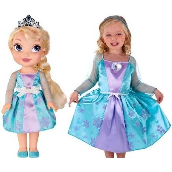 Elsa Frozen Disney 35 cm con abito bimba 3-4 anni - bambole e costume coordinato