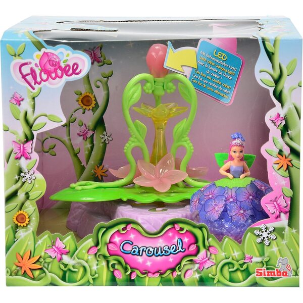 Simba Carrousel Flowee Fleurs con LED Multicolore e Fatina da 15 cm