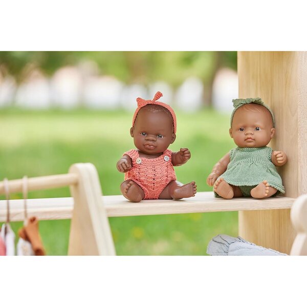 Afrikanische Miniland-Puppe aus flexiblem und beweglichem Vinyl, 21 cm