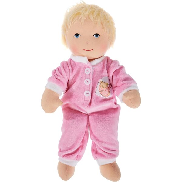 Heless Baby Lotti: 32 cm große Kuschelpuppe mit rosa Strampler für Kinder ab 18 Monaten