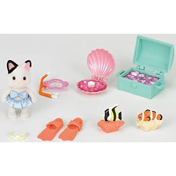 Sylvanian Families – Wasserabenteuer mit zweifarbigen kleinen Mädchen-Chat-Minipuppen