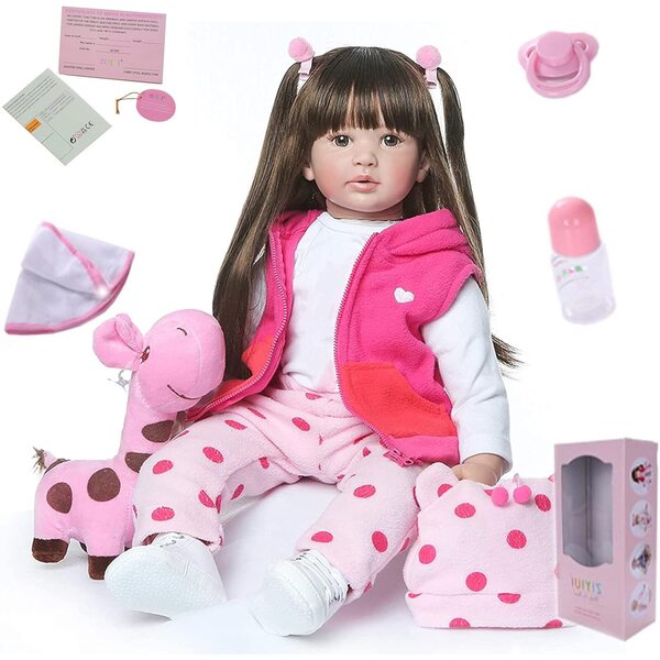 24" realistische wiedergeborene Babypuppe aus weichem Silikon mit komplettem Zubehör