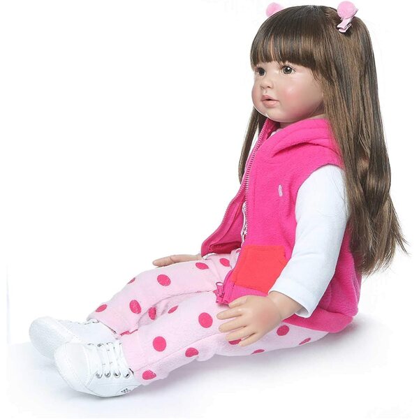 24" realistische wiedergeborene Babypuppe aus weichem Silikon mit komplettem Zubehör