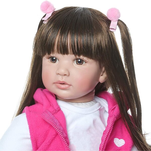 24" realistische wiedergeborene Babypuppe aus weichem Silikon mit komplettem Zubehör