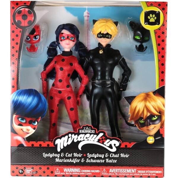 Bambole Fashion Miraculous 26.7 cm 2-Pack Ladybug e Cat Noir con Kwamis