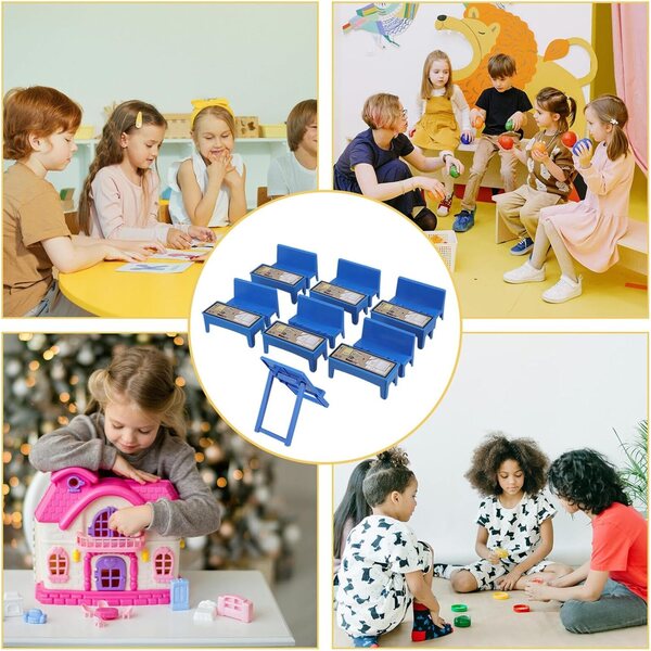 13-teiliges Puppenhaus-Miniaturmöbel-Set mit Schreibtisch, Stuhl und Tafel