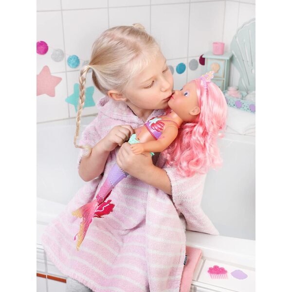 BABY born Little Sister Meerjungfrau 46 cm mit Haaren, Tattoos und beweglichem Schwanz für das Badezimmer