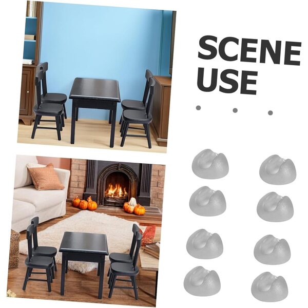 ifundom Set Mini Tavolo e 4 Sedie Nere in Legno per Casa delle Bambole e Giardino
