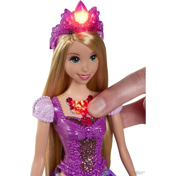 Disney Princess Raiponce Mattel mit Lichtern und Sensoren, funkelndes Kleid für Mädchen