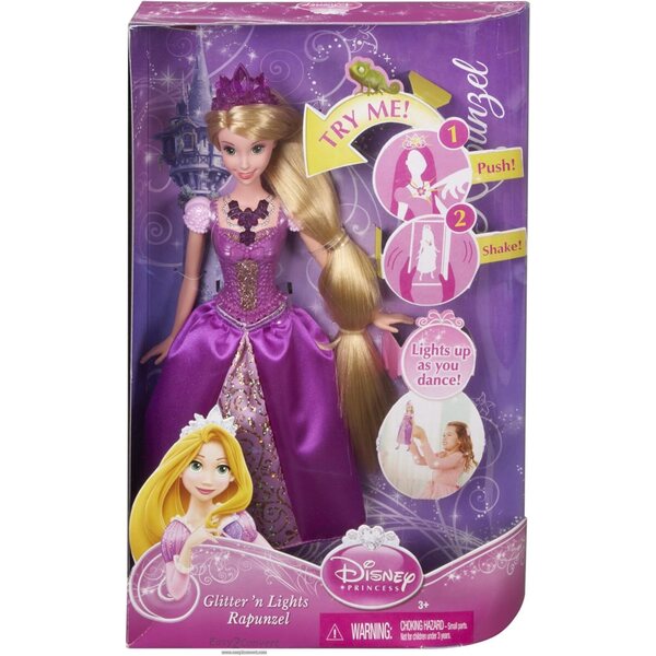Disney Princess Raiponce Mattel mit Lichtern und Sensoren, funkelndes Kleid für Mädchen