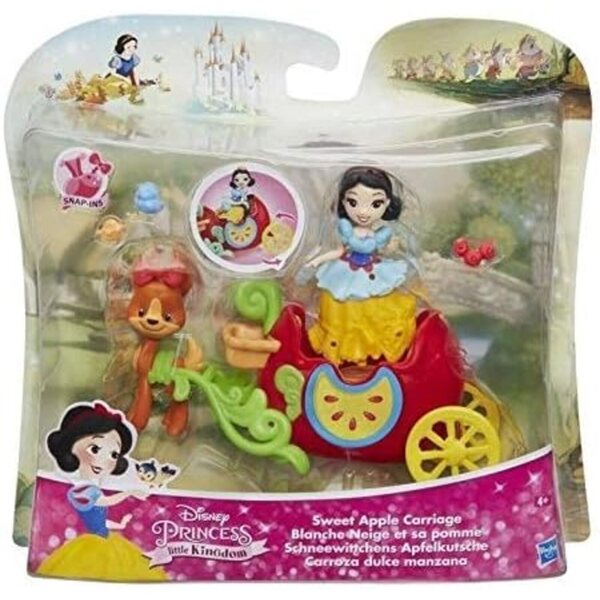 Cofanetto Mini Principessa Biancaneve con Carrozza a Forma di Mela - Bambola Disney 8 cm