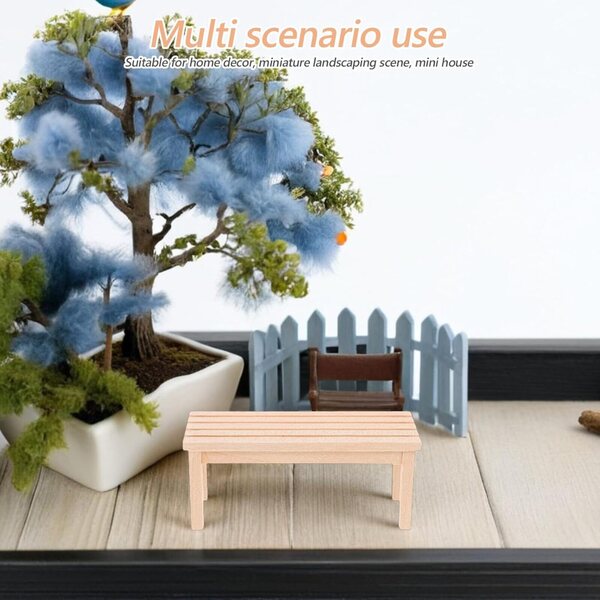Panca in Legno Miniatura per Casa delle Bambole 9x3,7x3,6 cm Accessorio Realistico