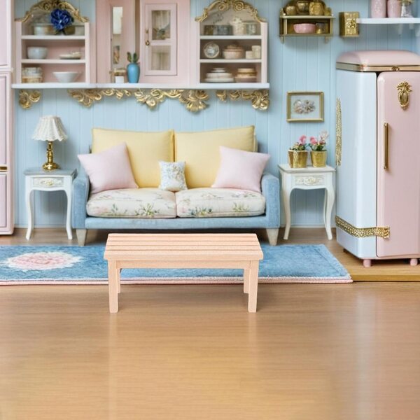 Panca in Legno Miniatura per Casa delle Bambole 9x3,7x3,6 cm Accessorio Realistico