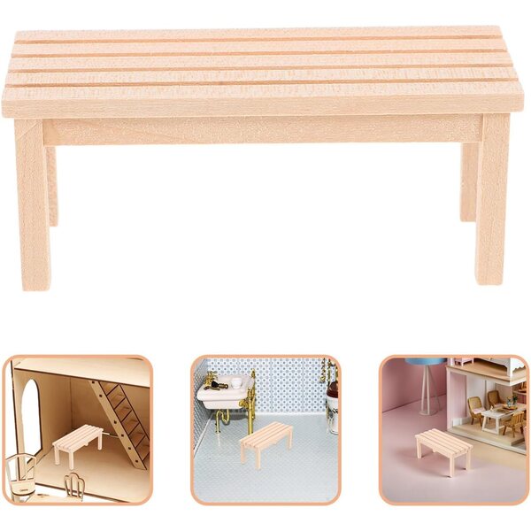 Panca in Legno Miniatura per Casa delle Bambole 9x3,7x3,6 cm Accessorio Realistico