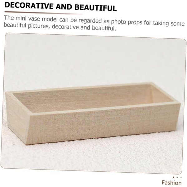 Mini Vaso in Legno Beige per Casa delle Bambole, Decorazione Realistica e Compatta