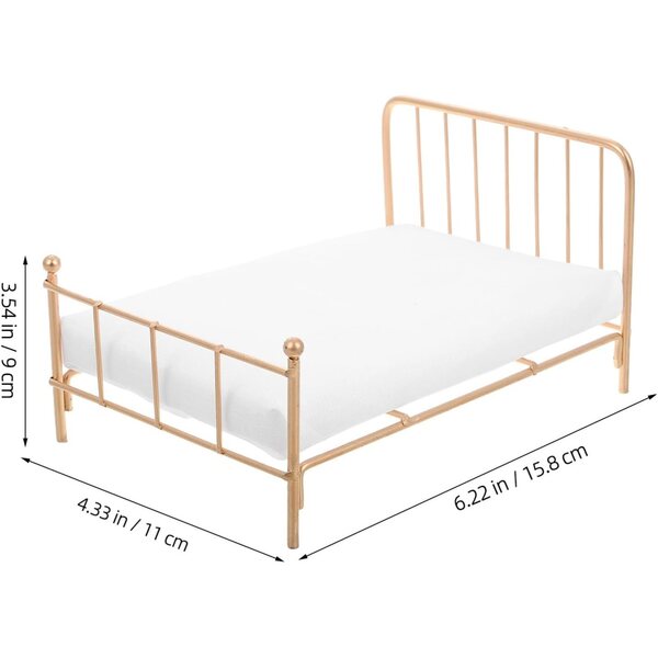 Letto in Metallo Dorato Miniatura 1:12 per Casa delle Bambole ORFOFE