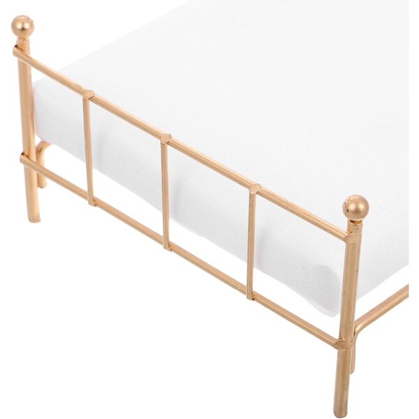 Letto in Metallo Dorato Miniatura 1:12 per Casa delle Bambole ORFOFE