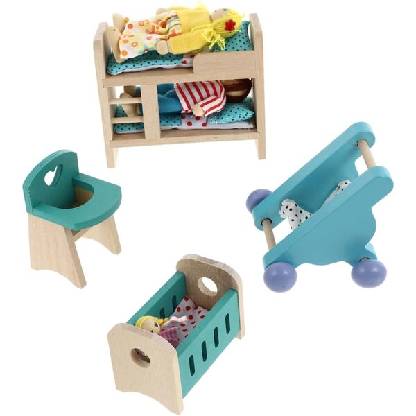 Set Mini Mobili Cucina in Legno e Tessuto per Casa delle Bambole - Decorazioni Miniatura Sicure