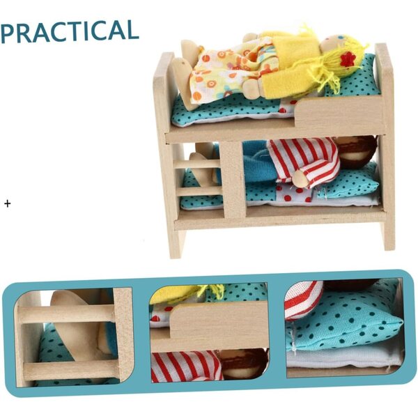 Set Mini Mobili Cucina in Legno e Tessuto per Casa delle Bambole - Decorazioni Miniatura Sicure
