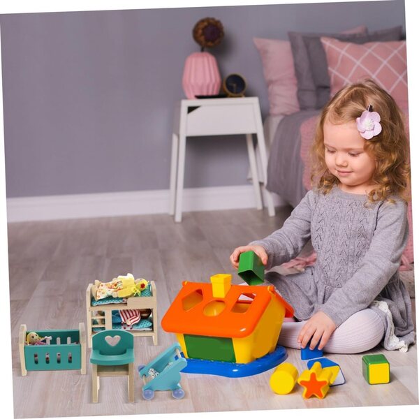 Set Mini Mobili Cucina in Legno e Tessuto per Casa delle Bambole - Decorazioni Miniatura Sicure