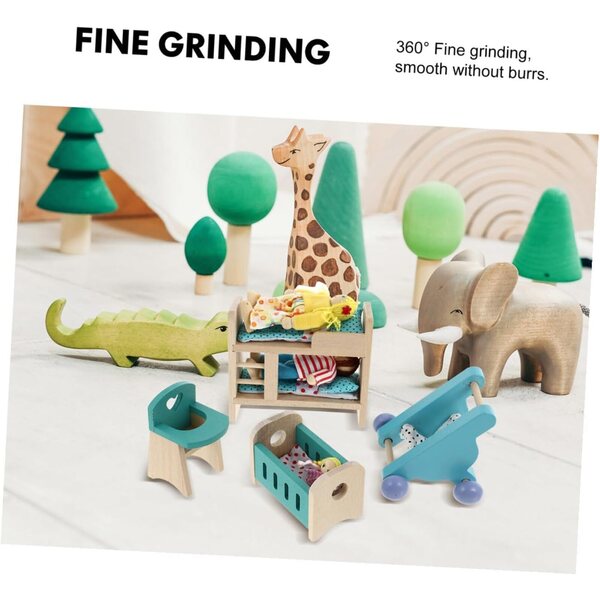Set Mini Mobili Cucina in Legno e Tessuto per Casa delle Bambole - Decorazioni Miniatura Sicure