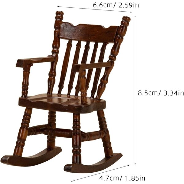 ORFOFE Mini Sedia a Dondolo in Legno per Casa delle Bambole Scala 1:12 e 1:6