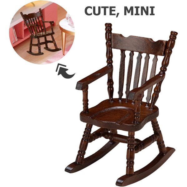 ORFOFE Mini Sedia a Dondolo in Legno per Casa delle Bambole Scala 1:12 e 1:6