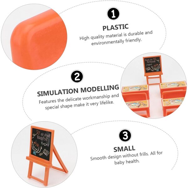 Set 13 Pezzi Mini Mobili Scuola con Tavolino, Sedie e Lavagna in Plastica Colorata