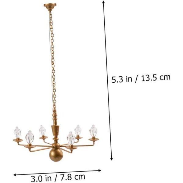 ORFOFE Mini Lampadario a Sospensione per Casa delle Bambole con Luce Calda 1/87