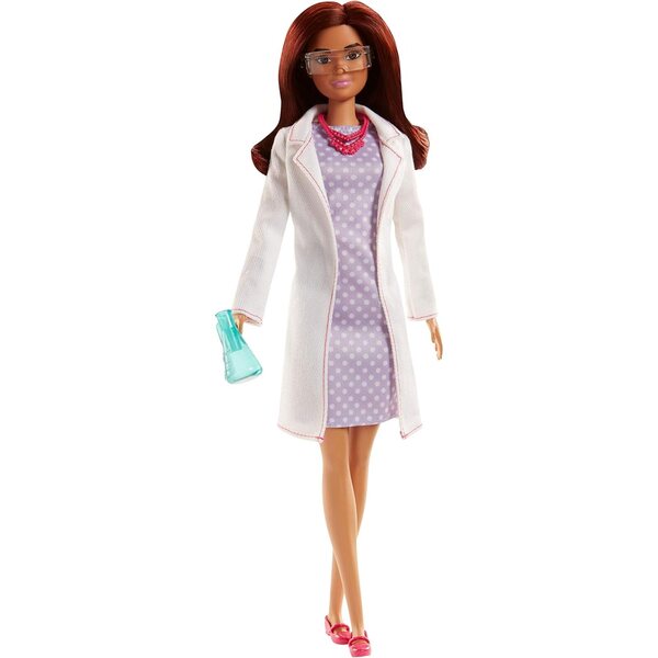 Wissenschaftliche Barbie mit professionellen Accessoires und trendigem Kleid für kreatives Spielen