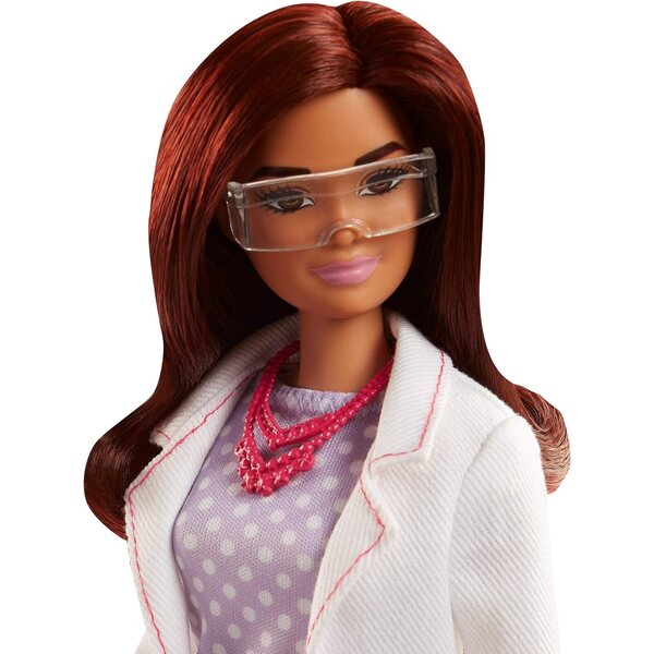 Wissenschaftliche Barbie mit professionellen Accessoires und trendigem Kleid für kreatives Spielen