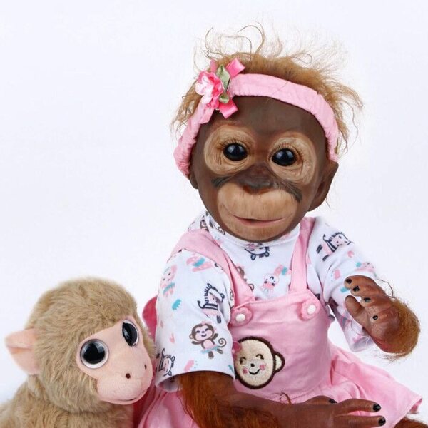 ZIYIUI Reborn Monkey Doll 52 cm. Weiches Silikon, lebensecht und weich für Babys