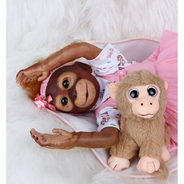 ZIYIUI Reborn Monkey Doll 52 cm. Weiches Silikon, lebensecht und weich für Babys