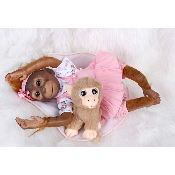 ZIYIUI Reborn Monkey Doll 52 cm. Weiches Silikon, lebensecht und weich für Babys