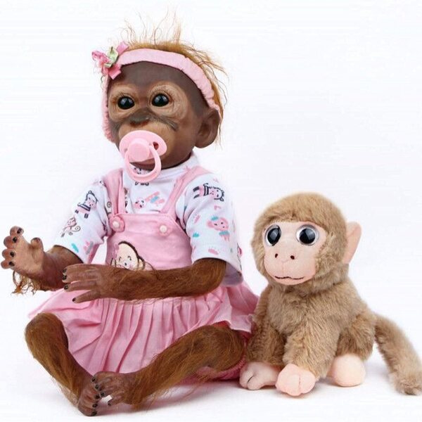 ZIYIUI Reborn Monkey Doll 52 cm. Weiches Silikon, lebensecht und weich für Babys