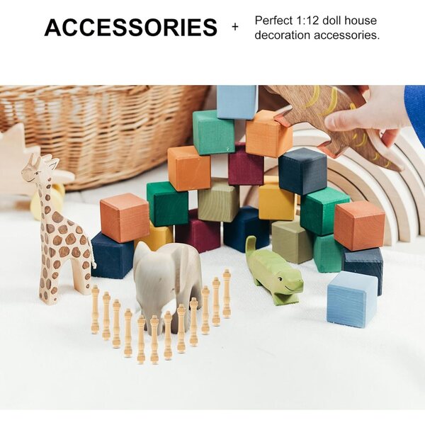 KOMBIUDA Set 36 Mini Corrimano in Legno per Casa delle Bambole, Leggeri e Resistenti